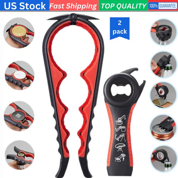 Jar Bottle Opener for Weak Hands, 4 & 5 in 1 Multi Function Non-Slip Lid Opener