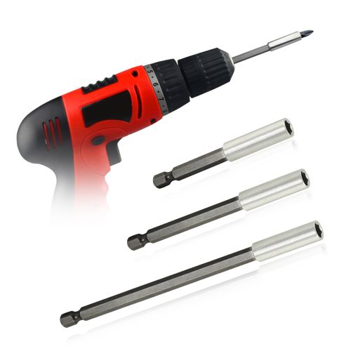 SYCEES 3 pcs Drill bit set, drill bit hole cutter (magnetic drill bit holder), Drill Bit Extension Holder 1/4 Hex Drill Bit Length 75/100 / 150mm for Screws, Nuts