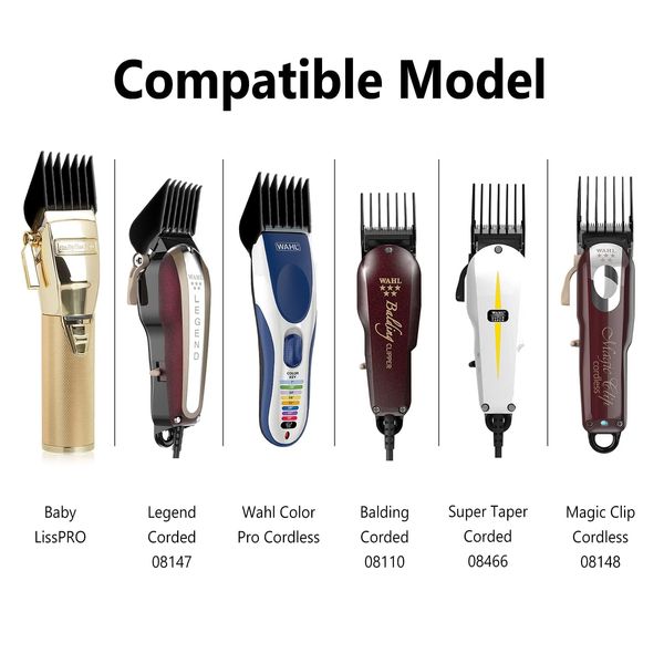 Clipper Guards Cutting Guides with Metal Clip 10 Guide Comb Accessory Pack Compatible with Wahl Clipper Premium Black Cutting Guides-Attachment #3171-500 -1/16” to 1” Fits All Full-Size Wahl Clippers