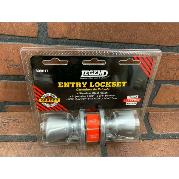 Front Door Knob Entry Lockset Stainless Steel Finish