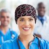 Janmercy 16 Pcs Working Caps with Button and Sweatband Elastic Scrub Hats for Nurses Adjustable Nursing Cap Wide Nurses Headbands Nurses Hair Cover for Women