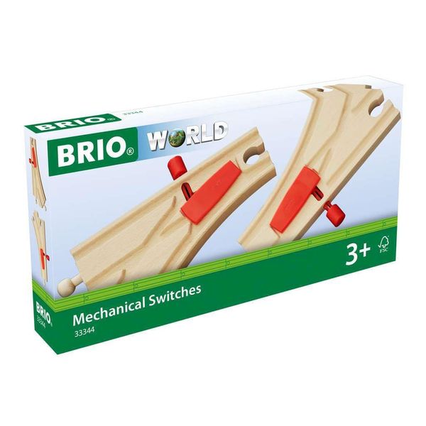 BRIO World - 33344 Mechanical Switches | 2-Piece Interactive Wooden Train Tracks Set | Enhances Motor Skills | Compatible with BRIO Toys | Great Gift for Kids Ages 3 and Up