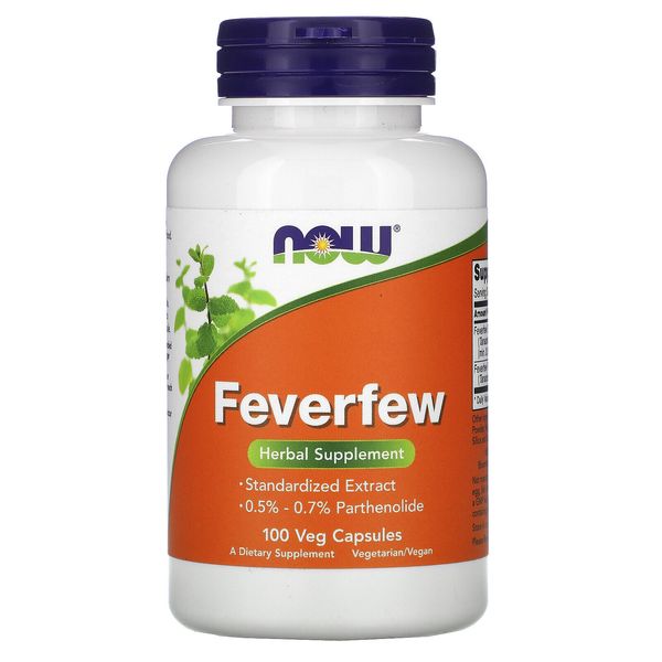 Now Foods Feverfew 100 Veggie Caps GMP Quality Assured, Vegan, Vegetarian