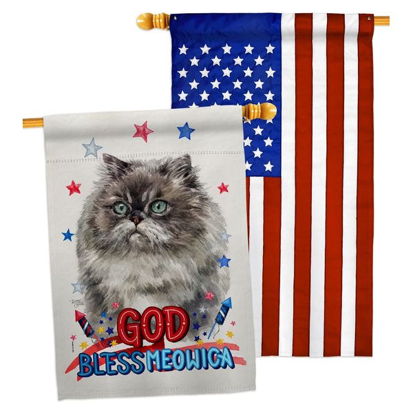 Breeze Decor Patriotic Himalayan House Flag Pack Cat Kitten Meow Spoiled Paw Fur Pet Nature Farm Animal Creature Applique Decoration Banner Small Garden Yard Gift Double-Sided, Made in USA