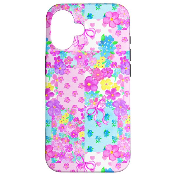 Watercolor Summer Floral Patchwork Collage Scrapbook Bows Case for iPhone 16