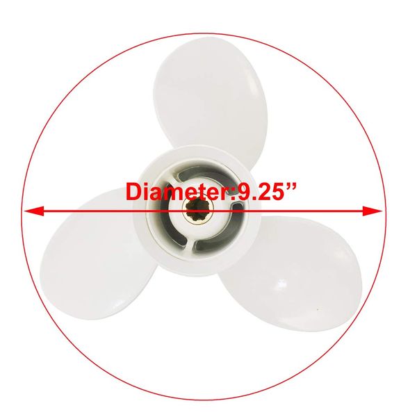 COPKINGO Boat Propeller 9 1/4x8 P for Yamaha 9.9HP 15HP 2 Strokes/Outboard Propeller for Yamaha Engine Motor 8 Tooth 683-45947-00-EL 9.25x8