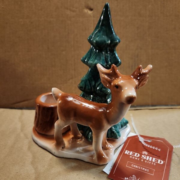 Cast Iron Standing Deer Candle Holder Red Shed 
