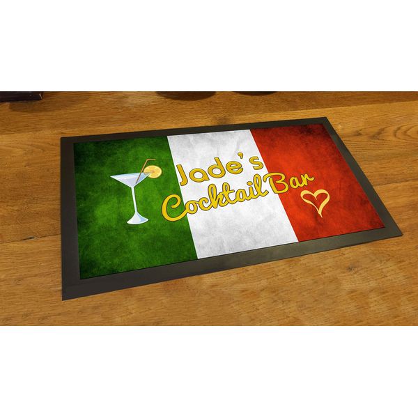Artylicious Personalised Italian flag Cocktail bar pub mat runner counter mat