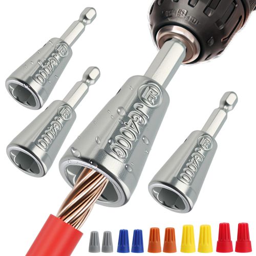 4 Pcs Upgraded Wire Twister Tool for Drill 2025 Version, Multifunctional Wire Nut Twister, Lightweight Wire Nut Twister for Drill Compatible with Power Drills, for 1.5/2.5/4/6mm²(9-22 AWG) wires