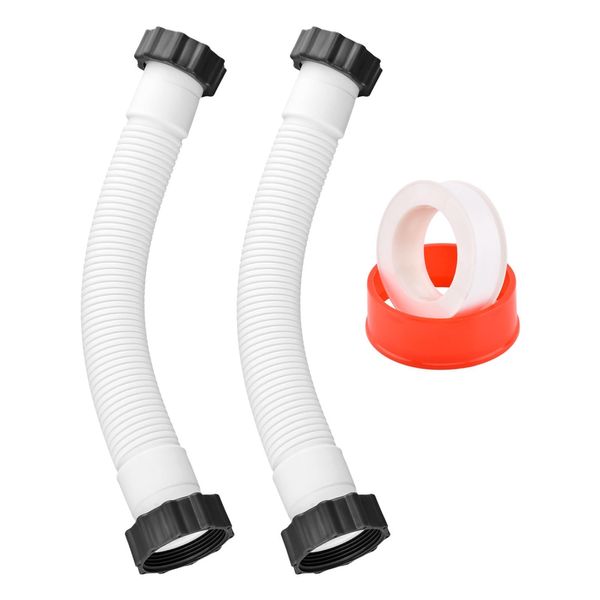 2PCS Flexible Water Pool Hose Set for Filter Pump and Saltwater Systems(White)