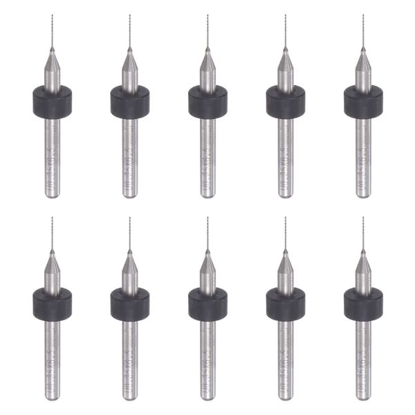 uxcell Micro PCB Drill Bit Set 3.175mm Shank 0.35mm Solid Tungsten Carbide CNC Engraved Printed Circuit Board Drill Bit Rotary Tools 10pcs