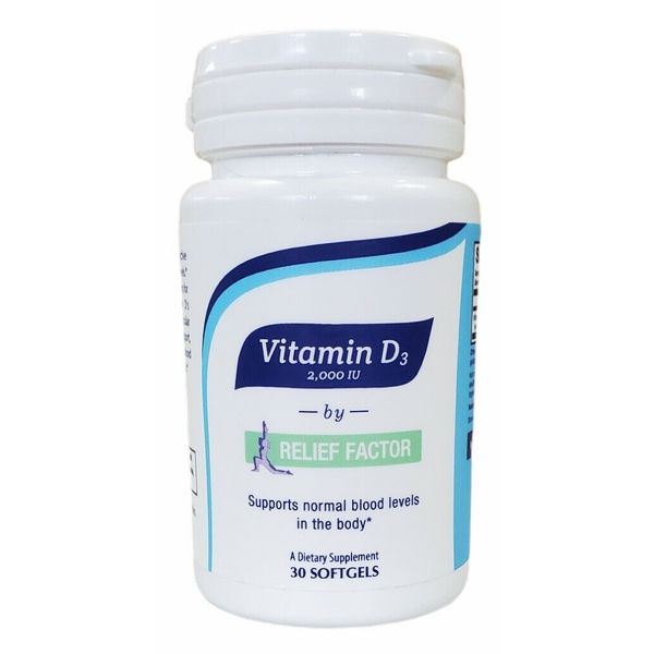 Vitamin D3 2,000 IU Relief Factor 30 Softgels Support Blood Level Immune System