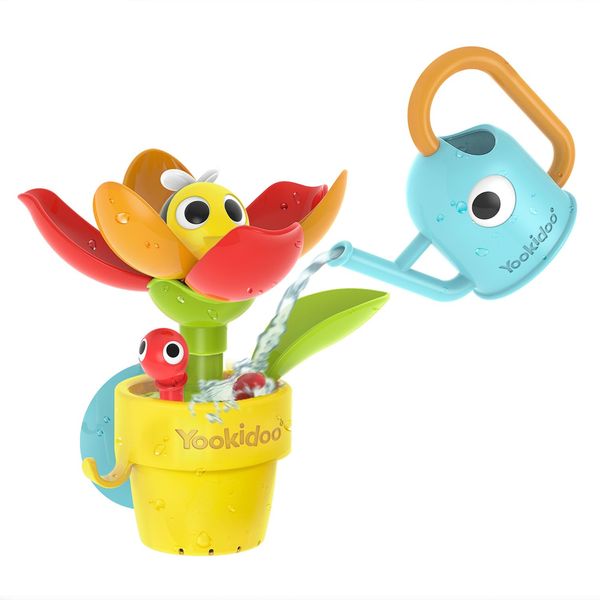 40221 YOOKIDOO Flower Pot – Baby Bath Toy Garden Theme – Bath and Shower Game – Watering Can, Flower, Water Game – Baby Gift from 18 Months, Small