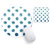 Dark Blue & White Small Circles Dots Print Pattern PC Computer Round Mouse Mat Pad And Coaster Set