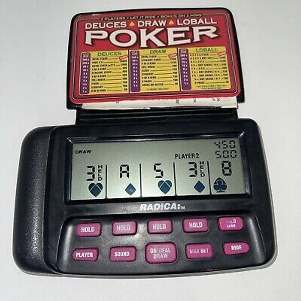 Radica Poker Large Display Handheld Electronic Game Deuces Draw Loball Tested