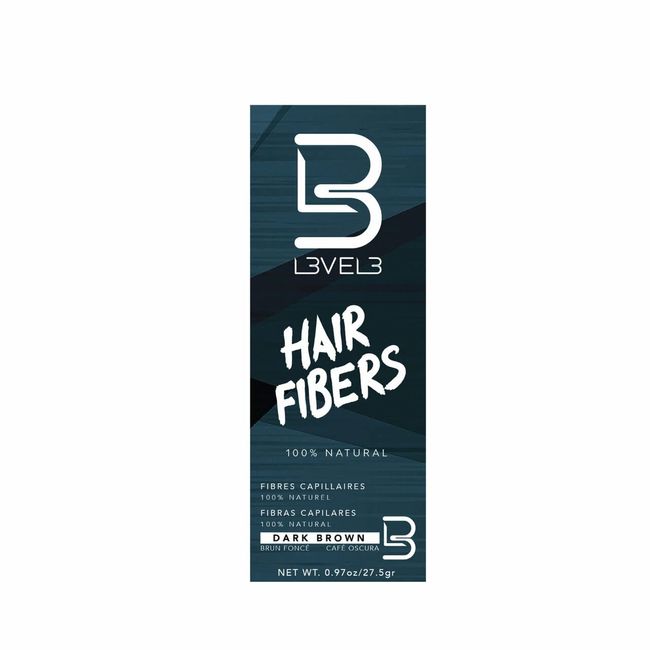 L3VEL3 Hair Fibers - Blends Seamlessly - Made with Cotton Extract - Adheres to all Hair Types - Suitable for Men and Women - Easy to Use from Bottle or Applicator - Brown - 27.5 g Treatment