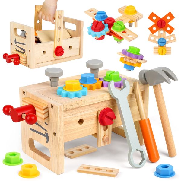 Assembly, Boy, Girl, 3, 4, 5, 6th Birthday, Gift, Montessori, Tool, Carpenters, Wooden Toys, Ranking, Educational Toy, Educational Material, Christmas Gift, Storage Box Included