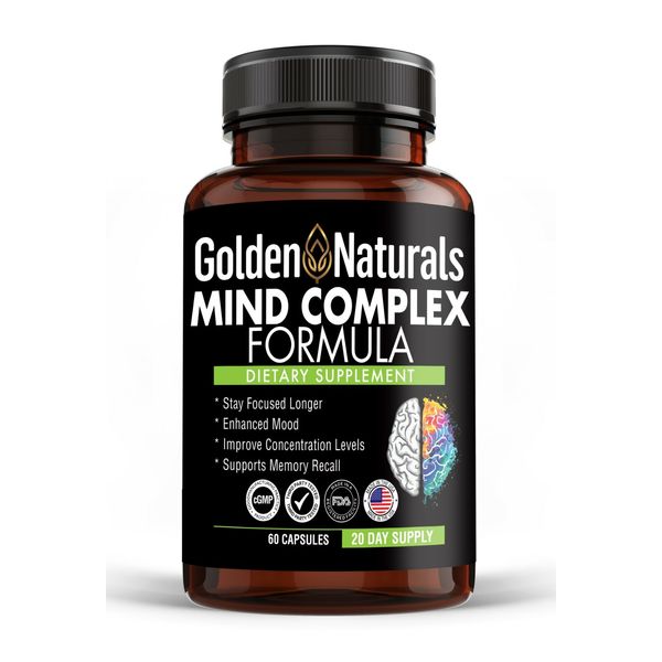 Golden Naturals Mind Complex Formula for Improve Concentration Levels, 60 ct