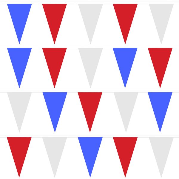 Robelli Red, White & Blue Triangular Party Bunting - Fabric - 20m