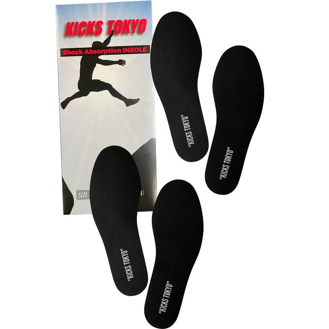 KICKS TOKYO Insole, Shock Absorption, Sneakers, Leather Shoes, Sports, Footbed, Standing, Work, Fatigue, Size M x 2 Pairs Set
