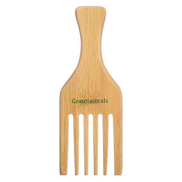 GranNaturals Wide Tooth Wooden Comb & Afro Pick - Natural Wood Volumizing & Styling Tool for Thick, Coarse, Curly Hair - Non-Static Comb for Afros & Beards - Detangling Accessories for Men & Women