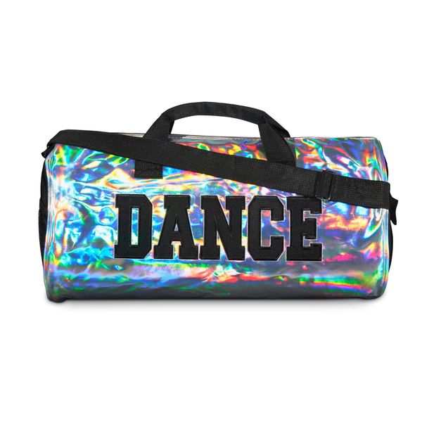 Holographic Dance Duffle Bag for Girls, Kids Travel Bag with Adjustable Carry on and Handy Pouch, Dance Accessories for Girls, Teens - 18 L