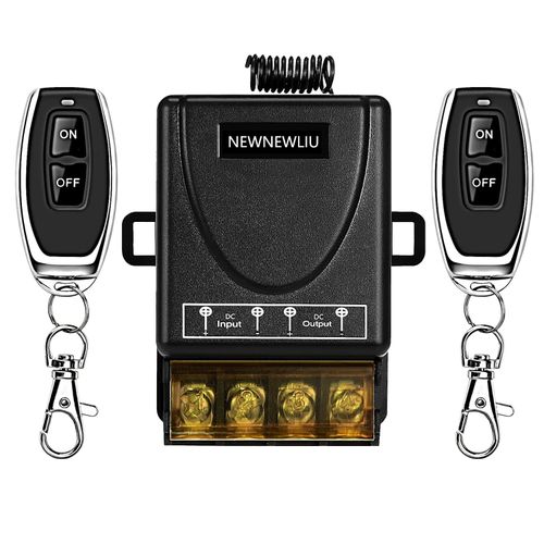 NEWNEWLIU 12 Volt Remote Switch Wireless,DC12V/24V/48V/72V/30A Relay,Remote Control Switch,RF Remote Control with 328FT Long Range for All Kinds DC Motors,Fans lamp, Roller Lind Door.