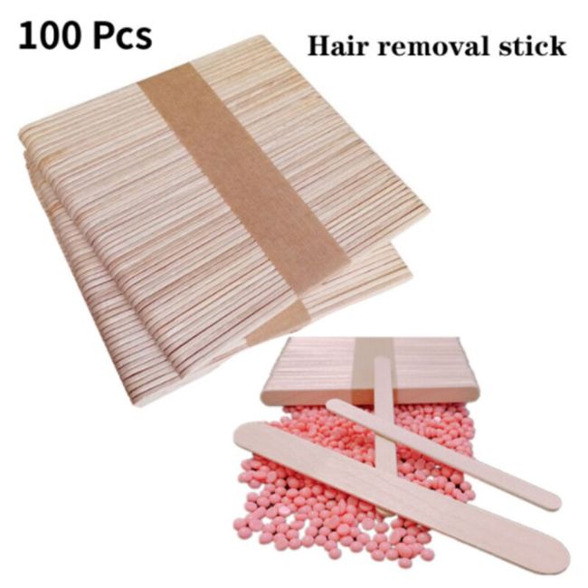 100Pcs/Set Wooden Tongue Depressor Sticks Waxing Wax Spatula Disposable  Bamboo Sticks Safety Stick Tongue Beauty