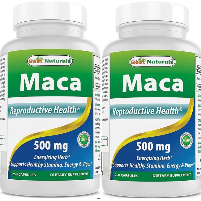 2 Pack Best Naturals Maca 500 mg 250 Capsules