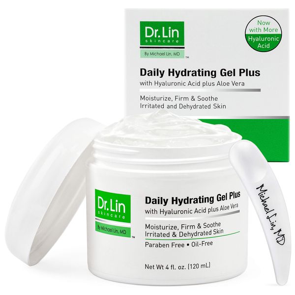 Dr. Lin Skincare Daily Hydrating Gel - Repair Face Moisturizer - Oil-Free Facial Moisturizer for Dry, Acne-Prone, and Sensitive Skin - Water-Based Face Cream with Hyaluronic Acid & Aloe Vera - 4 Oz