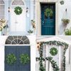 Cisolen Artificial Lavender Wreath Artificial Garland Decorative Wall Wreath Plastic Flower Wreath for Indoor Outdoor Wedding Party Garden Wall Decoration Front Door Home Wedding Decor