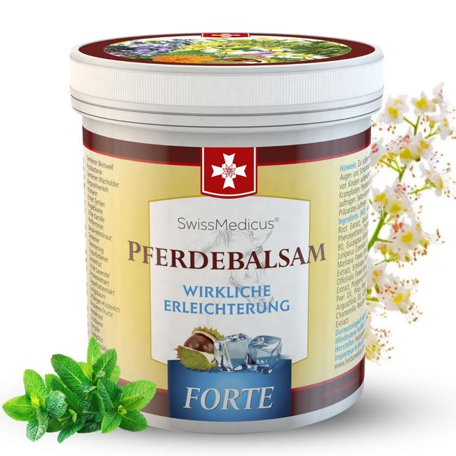 SwissMedicus Pferdebalsam Massage-gel mit 25 Kräuterextrakte (Beinwell, Rosskastanie, Arnika, Eukalyptus) Spürbare Linderung bei Massage Für Muskеln, Gеlenke, Rückеn Kühlend EXTRA STARK 250ml