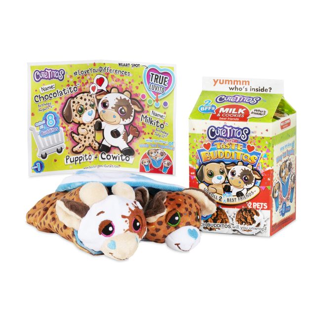 Basic Fun Cutetitos Taste Budditos Milk & Cookies - 2 Collectible Plush Mini Animals - Ages 3+ - Series 1 - Great Gift for Girls and Boys