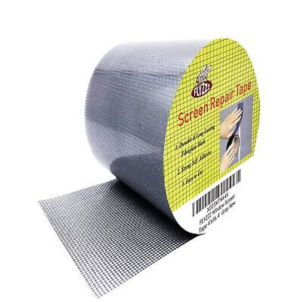 Window Screen Repair Kit Tape Extra Wide 4''x16.4' Grey Adhesive & Waterproof 3l