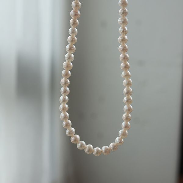 14k Gold 5mm Daily Natural Freshwater Pearl Necklace (Wire Ver.)