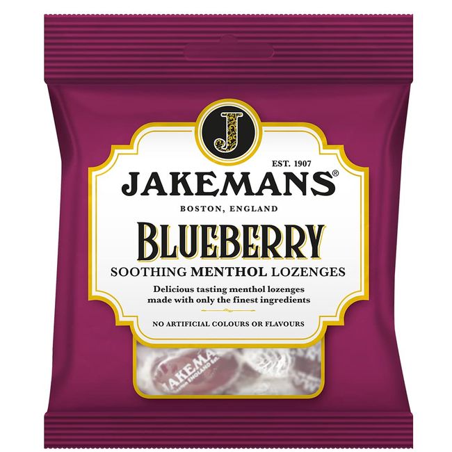 Jakemans Blueberry 73g - Pack of 12 - Soothing Menthol Sweets - Suitable for Vegetarians