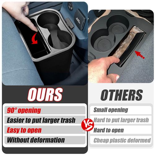 Mabett Trash Can for Ford Maverick 2025 2024 2023 2022, Multi-Function Maverick Accessories, Trash Bin with Cup Holder, Extra Rear Storage Box