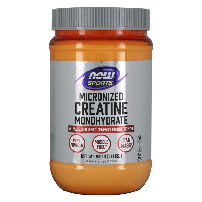 NOW Sports Micronized Creatine Monohydrate Pure Powder  500grams Kosher/Vegan