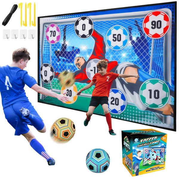 VATOS Football Ball Game Set for Kids, Indoor Outdoor Backyard Toss Football Goal Game with Velcro Balls, Foldable Flannel Goals, Birthday for 3 4 5 6 7 8 Year Old Boys Girls Sport Toy