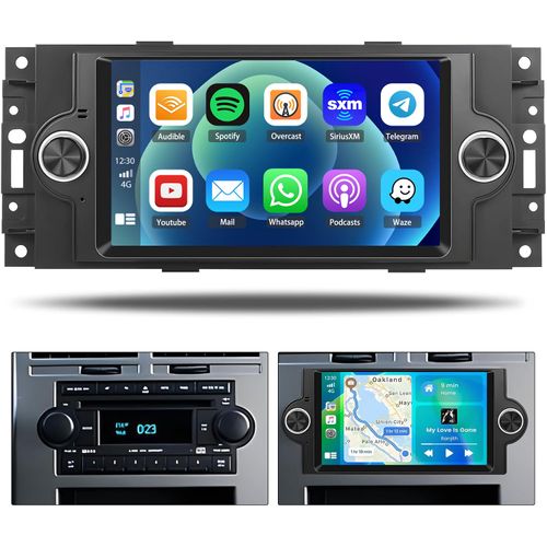 Car Radio for Dodge Ram 1500/2500 2006 2007 2008 Chrysler 300C 2004-2008 Jeep Grand Cherokee 2005 2006 2007 Upgrade Stereo with CarPlay Android Auto Bluetooth Touch Screen Backup Camera ﻿FM
