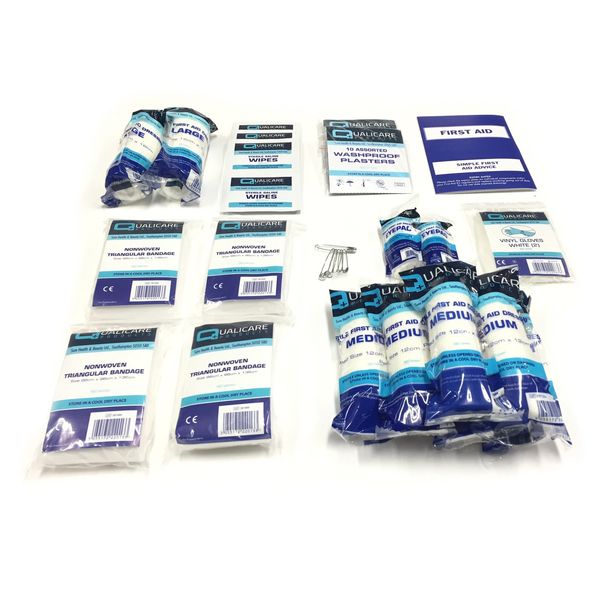 HSE Certified First Aid Kit Refill for 1-10 Persons - Restock Essential Emergency Supplies - Ideal for Home, Office, or Travel Kits