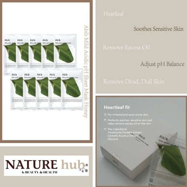 Abib Mild acidic pH sheet mask Heartleaf Fit 10 Sheets