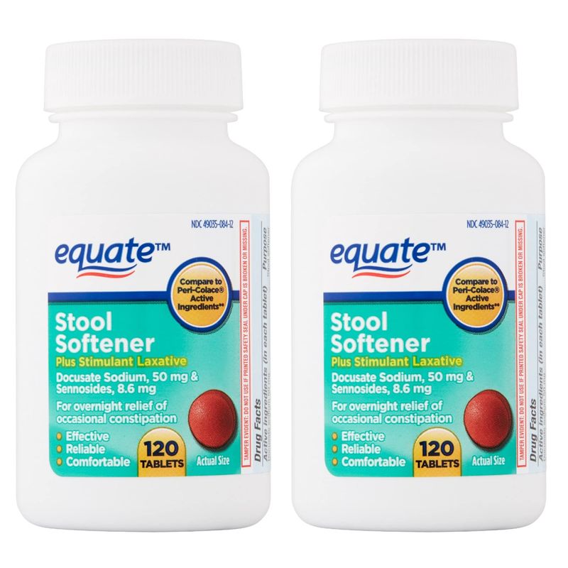 Equate Stool Softener with Stimulant Laxative, 120 Tablets 2 Bottle ...