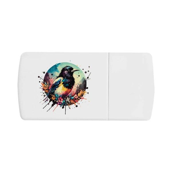 'Colourful Magpie' Pill Box with Tablet Splitter (PI00029007)