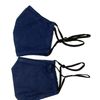 2 Cotton Blue Face Mask Elastic ear straps with adjusters Washable Hand, Machine