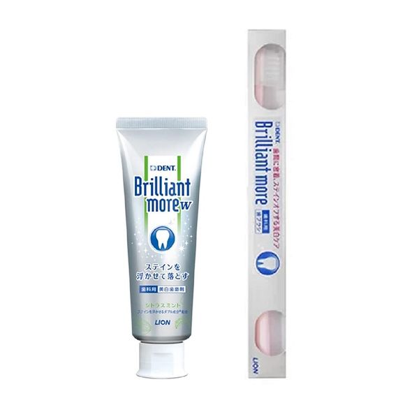 Lion Brilliantmore Dental Whitening Toothpaste (Citrus Mint) 3.2 oz (90 g) x 1 + DENT.EXBrilliant more Toothbrush (Color Not Selectable)