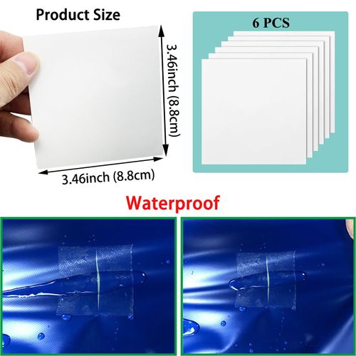 KAIHENG 6PCS Inflatable Patch Repair Kit Self-Adhesive, Waterproof TPU Pool Repair Patch, 3.46"X 3.46" Clear Vinyl Repair Patch for Inflatable Pool, Swimming Ring