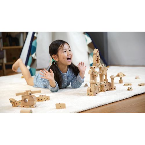 WIDU Magnetic Wooden Building Blocks, 21 Piece Explorer Set