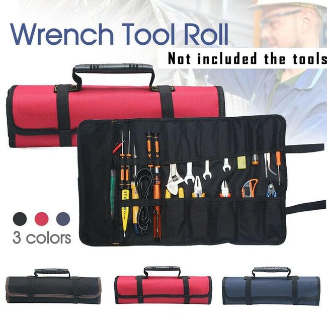 Tool Roll Up Bag,Wrench Bag Multipurpose, 600D Oxford Cloth, 5 Zipper Tool  Bag