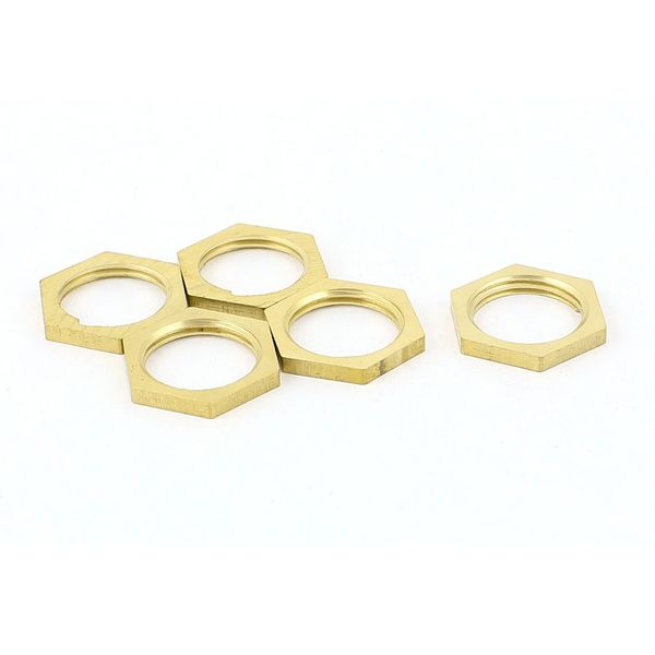 sourcingmap 3/8BSP Female Thread Brass Pipe Fitting Hex Lock Nut 5pcs